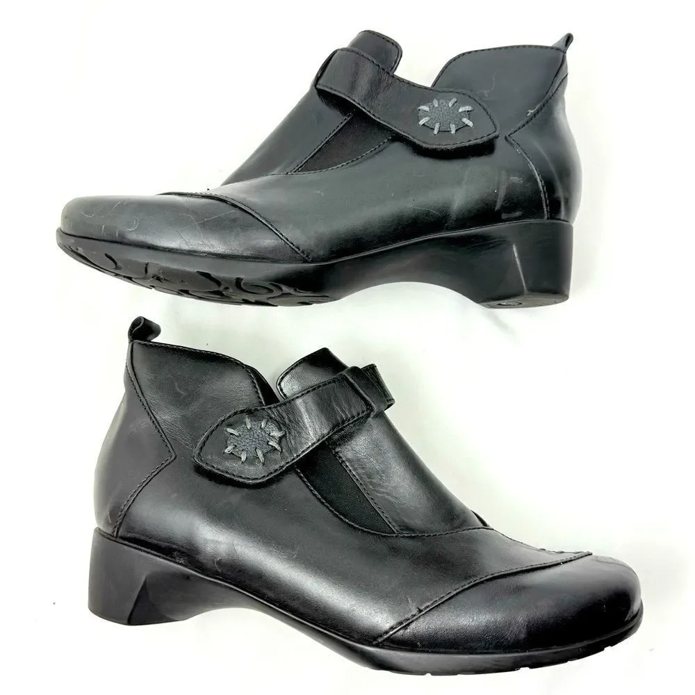 Wolky NAMIBIA Black Leather Cross Strap Support Orthotic Walking Ankle Boot